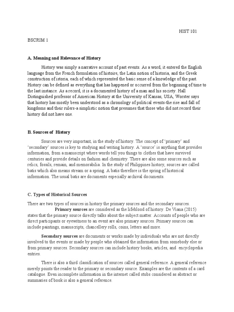 First Activity HIST 101 | PDF | Primary Sources | Epistemology