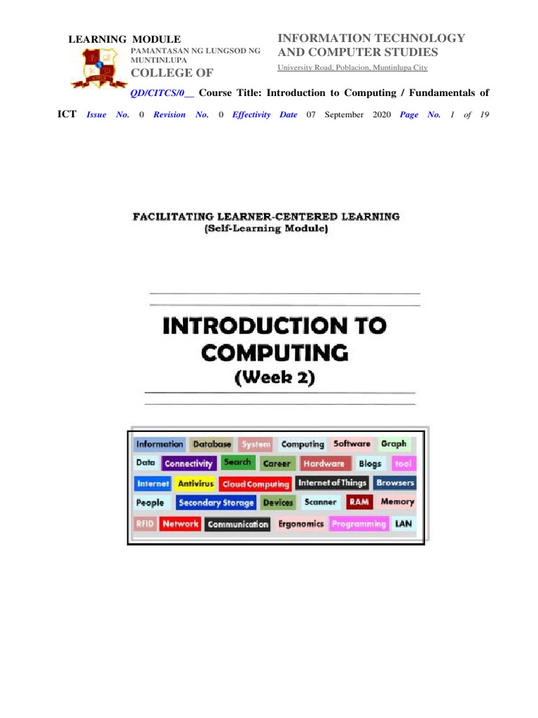 Introduction to Computing Module | PDF | Educational Technology ...