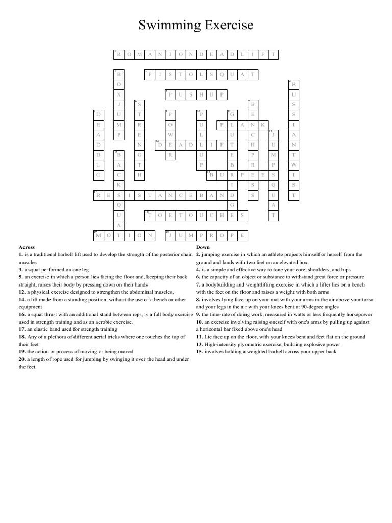 Swimming Exercise Answer Key PDF | PDF | Strength Training | Management Of Obesity