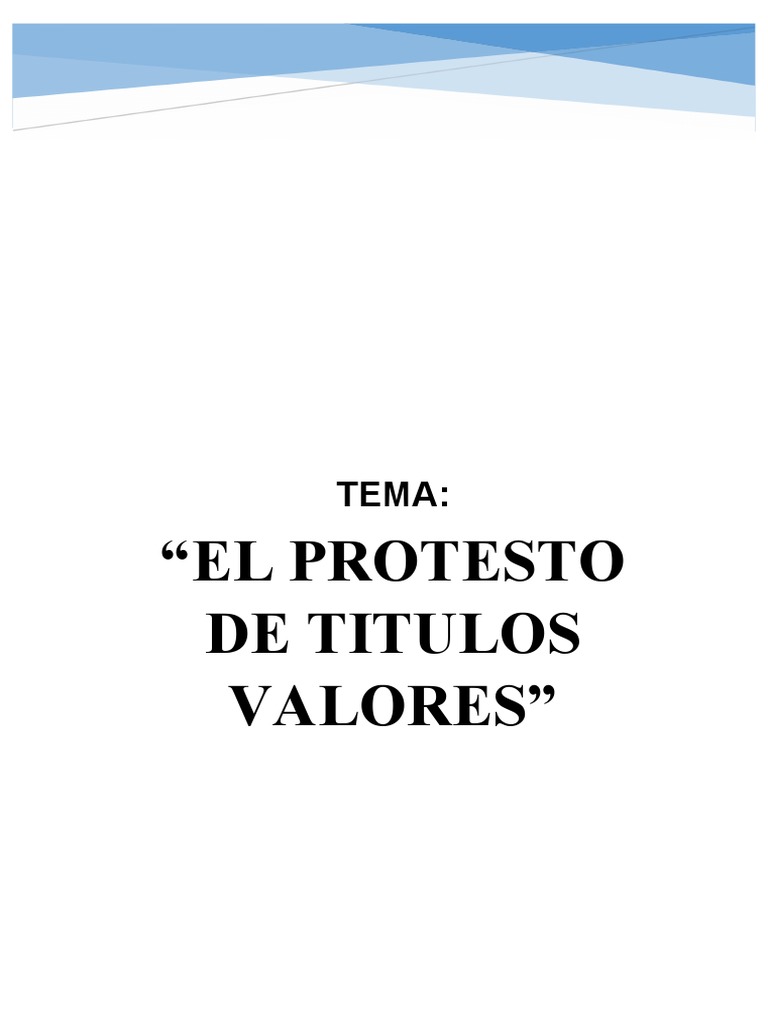 Protesto de Títulos Valores: Definición y Proceso | PDF | Cheque | Pagaré