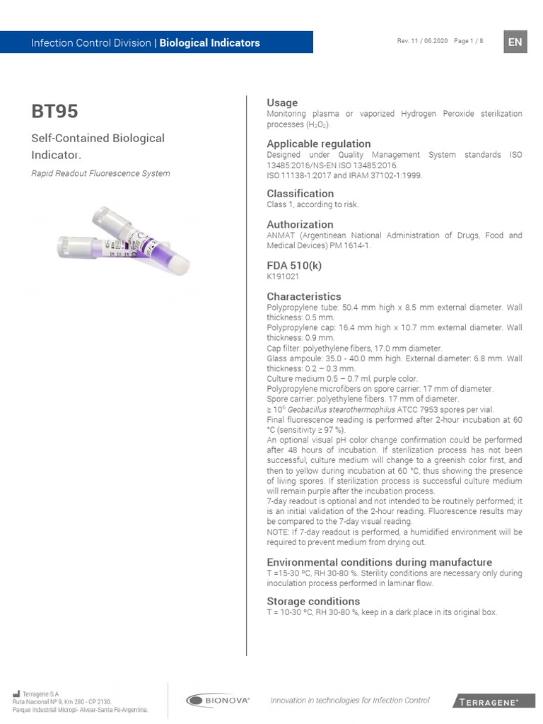 Product Description BT95 Rev.11 PDF Shelf Life Sterilization (Microbiology)