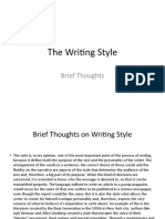 The Writing Style: Brief Thoughts