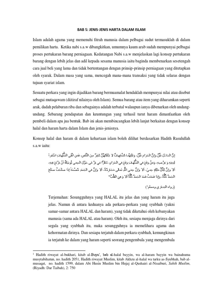 Bab 5 Jenis Jenis Harta Dalam Islam Pdf