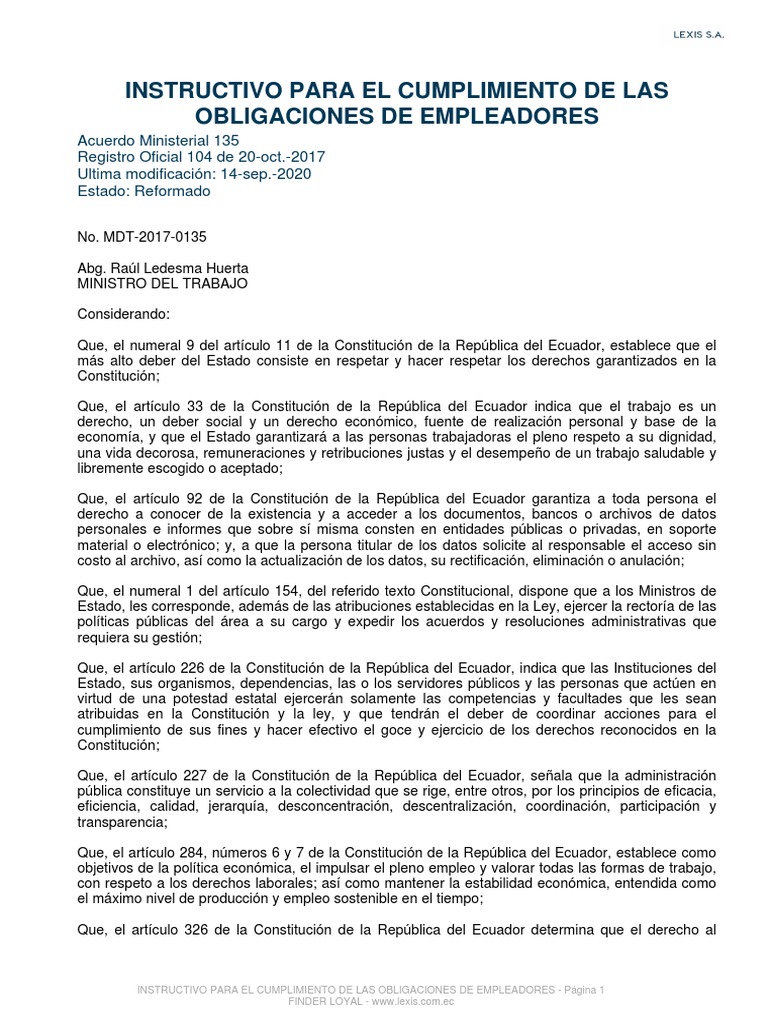 Obligaciones Del Empleador | PDF | Derecho laboral | La seguridad ...