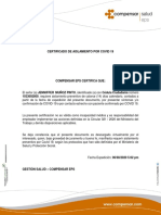 Certificado de Aislamiento PDF
