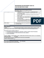 Summer Internship Recruitment 2020-21 Job Description Form: Selection Process