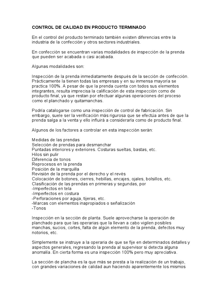 Control de Calidad en Productos Terminados | PDF | Producto (Negocio ...