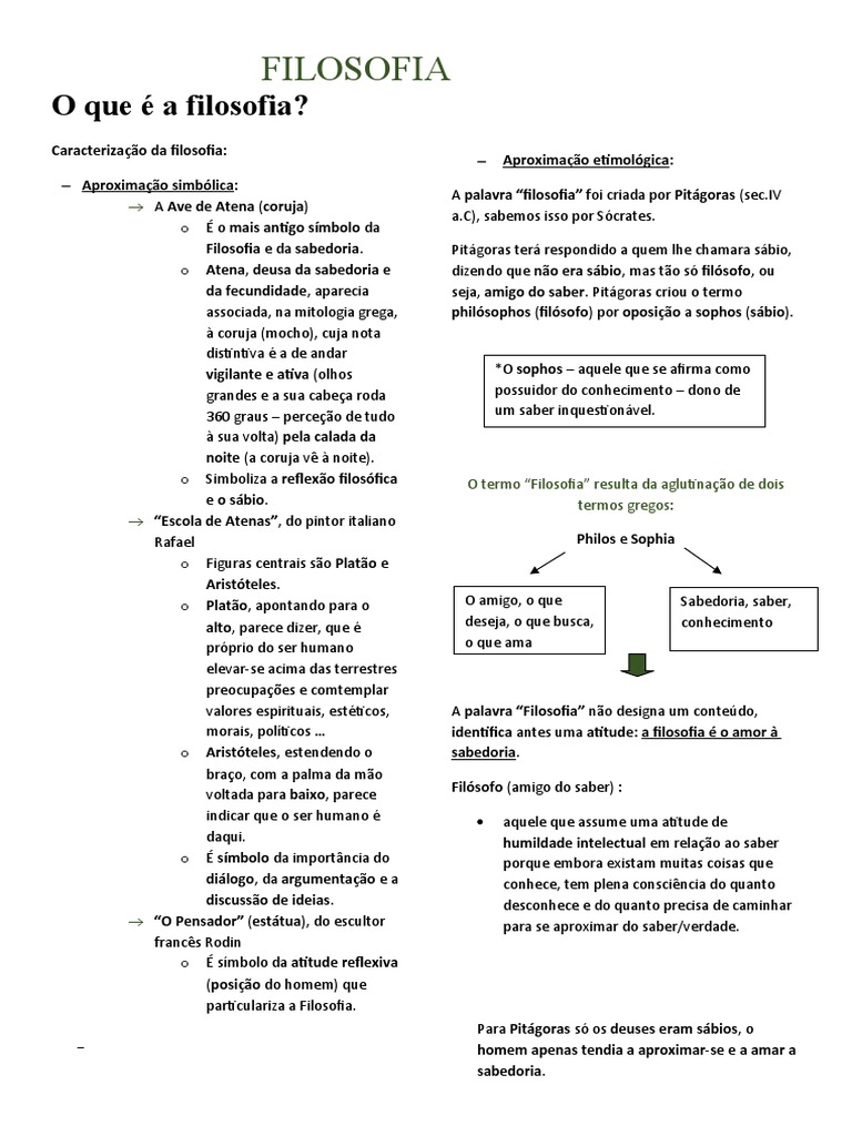 Caracterização da Filosofia: sua origem, questões e natureza | PDF ...