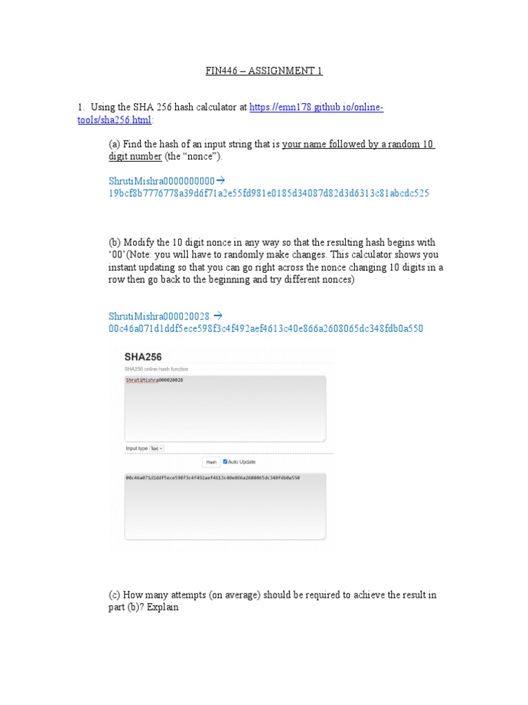 FIN446 Assignment 1 (Fall 2020) | PDF | Cryptocurrency | Applied ...