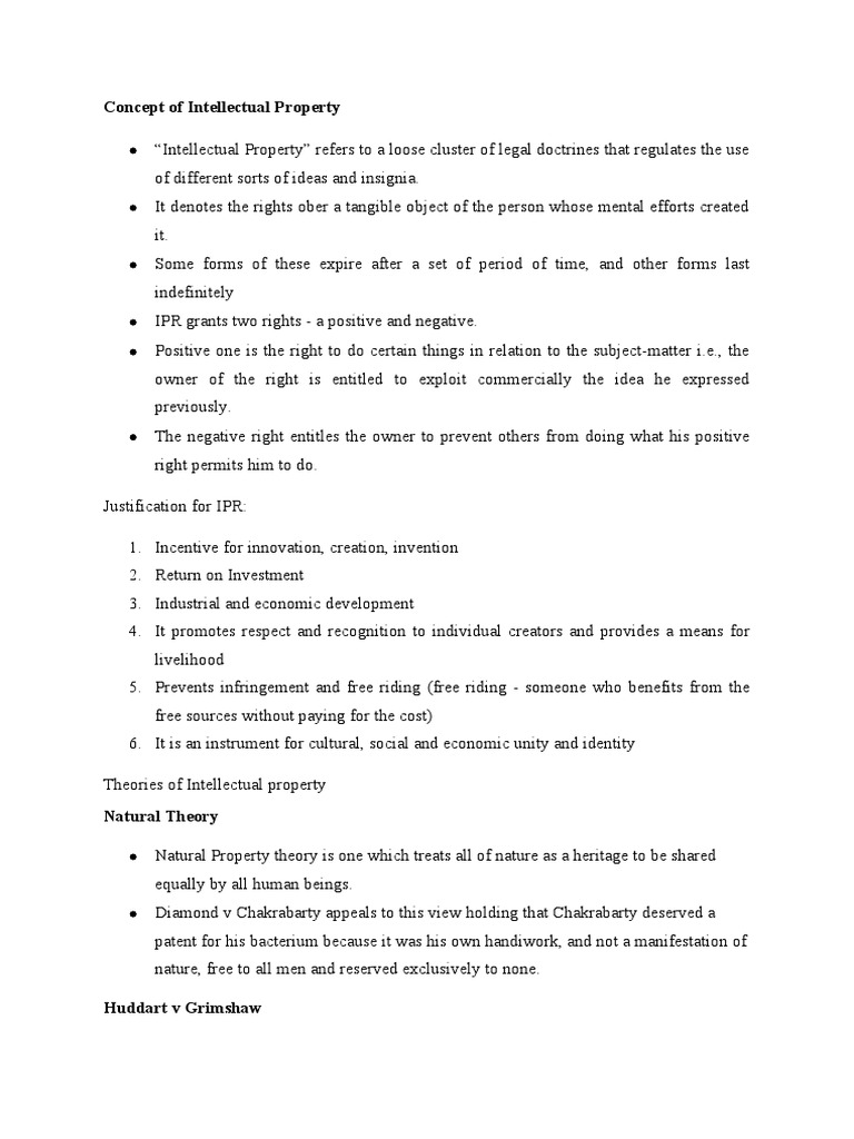 Concept of Intellectual Property - Introduction | PDF | Intellectual ...