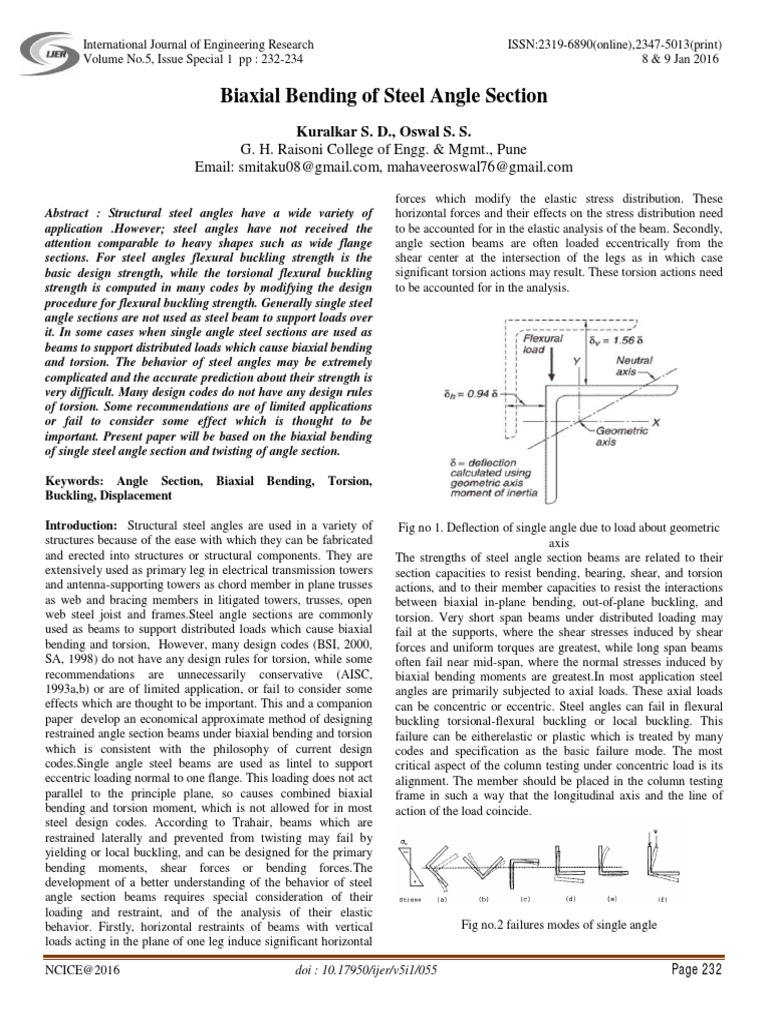 Biaxial Bending of Steel Angle Section PDF | Download Free PDF ...