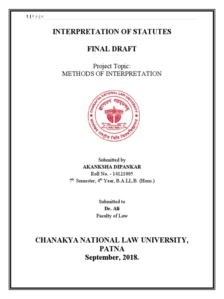 Interpretation of Statutes 2018 PDF Plain Meaning Rule Statutory