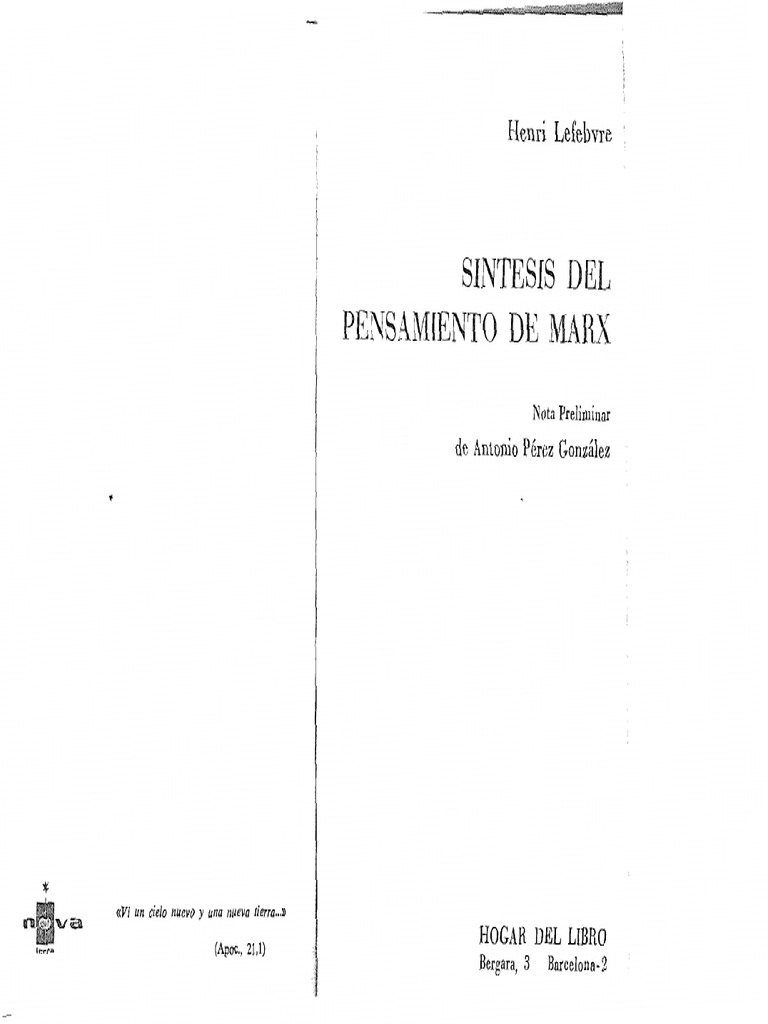 Síntesis Del Pensamiento de Marx Henri Lefebvre PDF