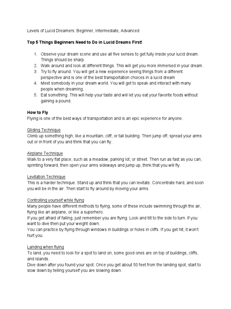 Lucid Dreaming for Beginners | PDF | Pitcher | Dream