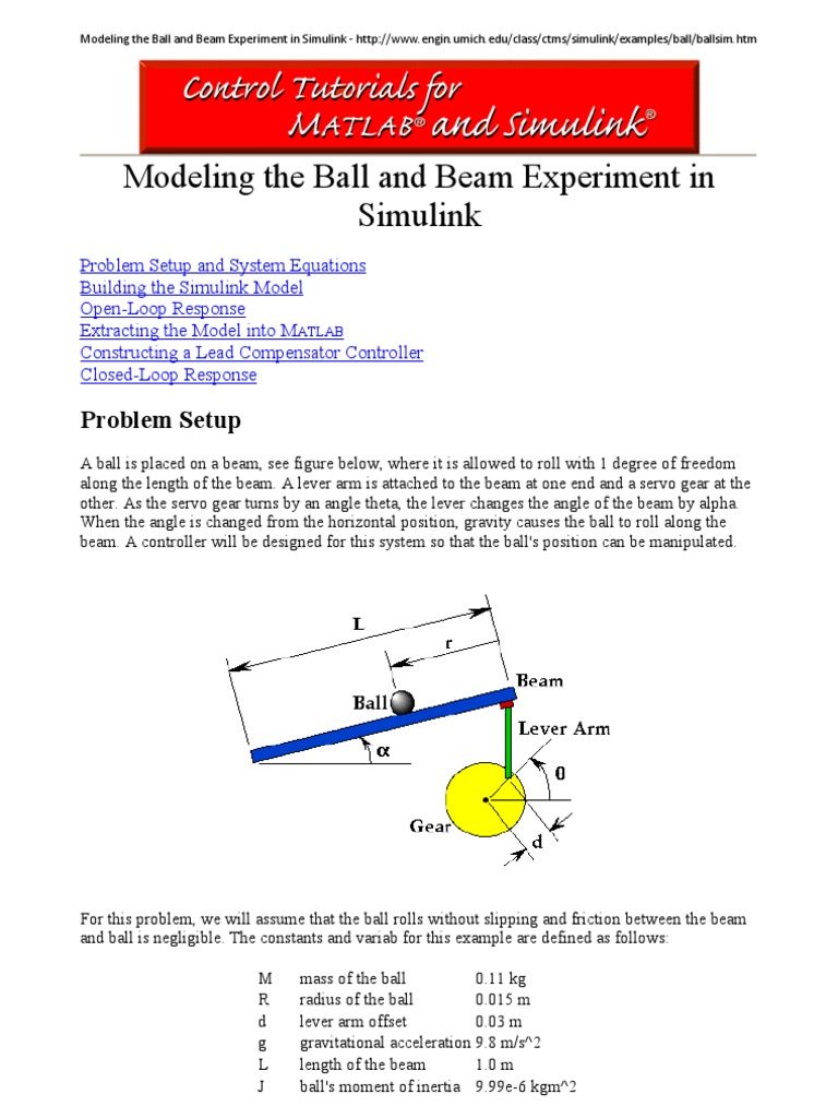 Ball and Beam | PDF | Nonlinear System | Control Theory