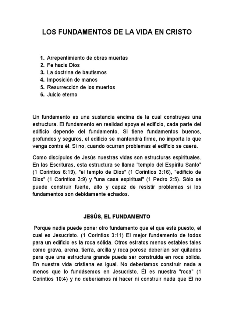 Los Fundamentos de La Vida en Cristo | PDF | Fe | Jesús