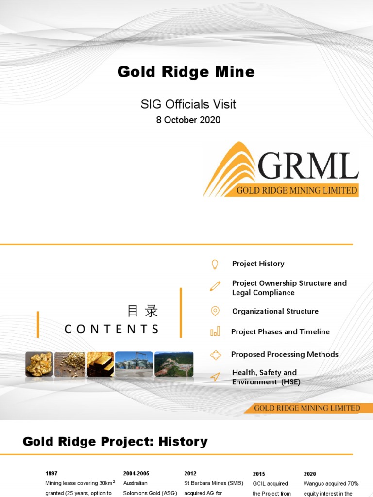Gold Ridge Mining Project Overview | PDF | Hand Washing | Water