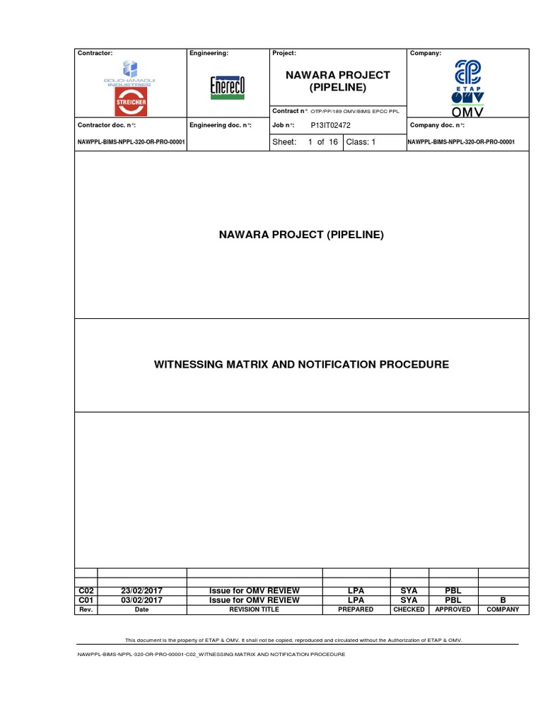 Nawara Project Witnessing Procedure | PDF | Pipe (Fluid Conveyance ...