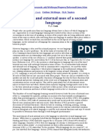 Internal and External Uses of A Second Language: Online Writings SLA Topics