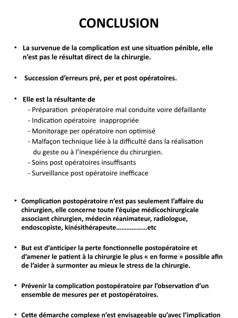 9 Conclusion Complications Post Operatoires Pdf