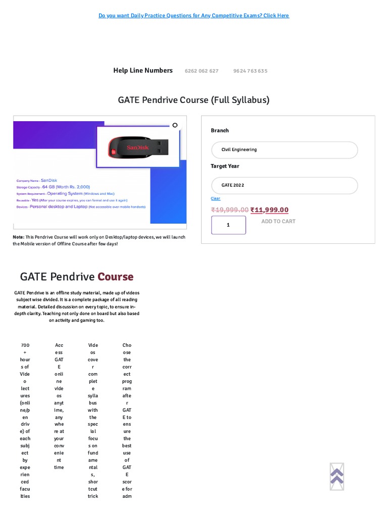 GATE Pendrive Course Overview 2025 | PDF