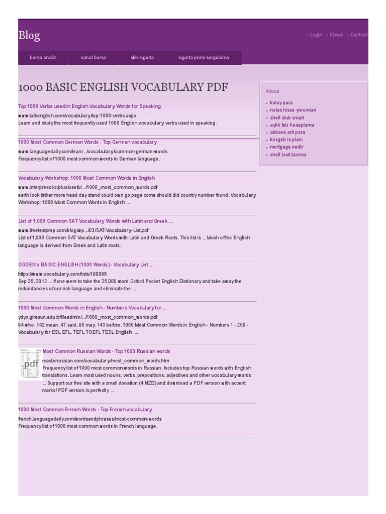 1000 Basic English Vocabulary PDF | PDF | English Language | Latin