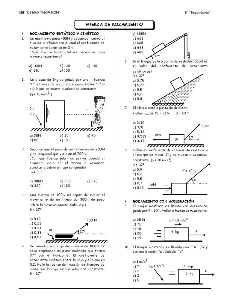 Rozamiento 1 | PDF | Fricción | Masa