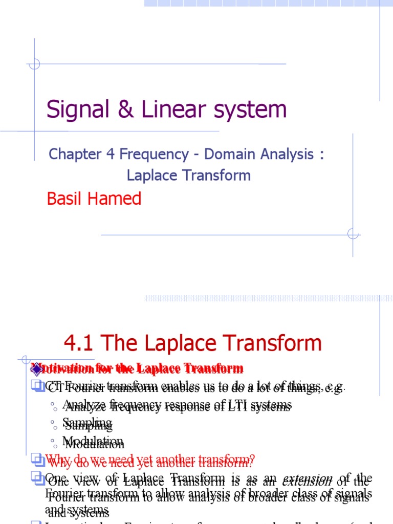 Chapter 4 Laplace Transform | PDF | Laplace Transform | Fourier Transform