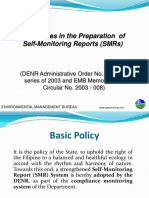 Procedures in The Preparation of Self-Monitoring Reports (SMRS)