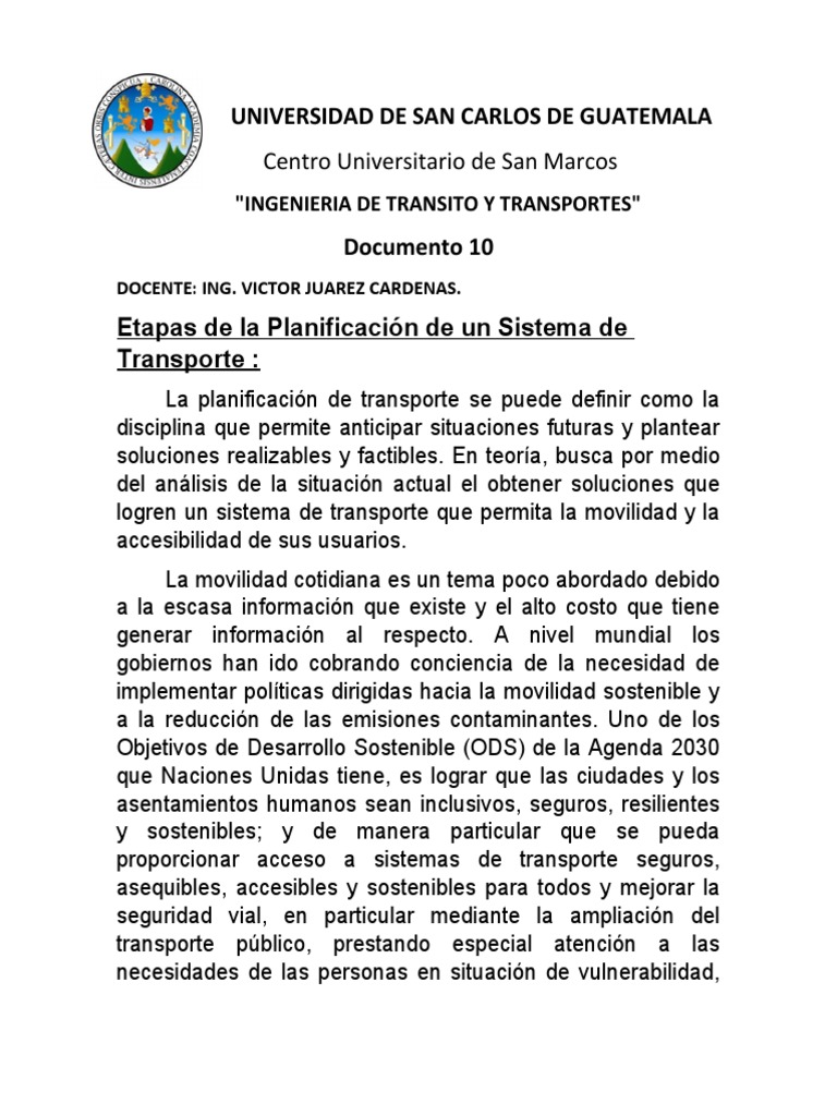 Etapas en la Planificación del Transporte | PDF | Planificación ...