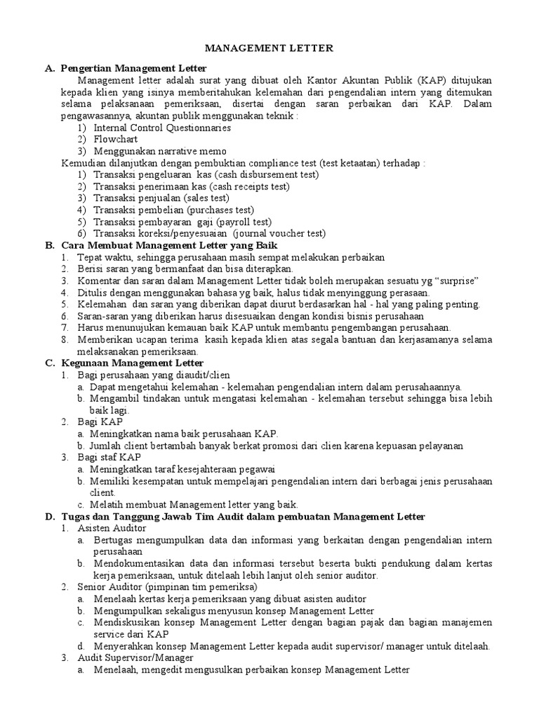 Optimalisasi Management Letter | PDF | Karier & Perkembangan | Bisnis