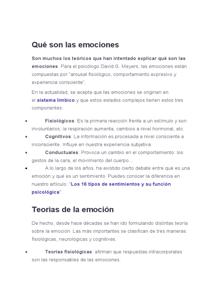 Clasificación y tipos de emociones | PDF | Inteligencia emocional | Las ...