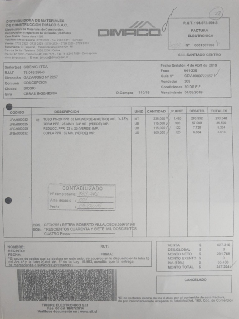Factura Dimaco | PDF
