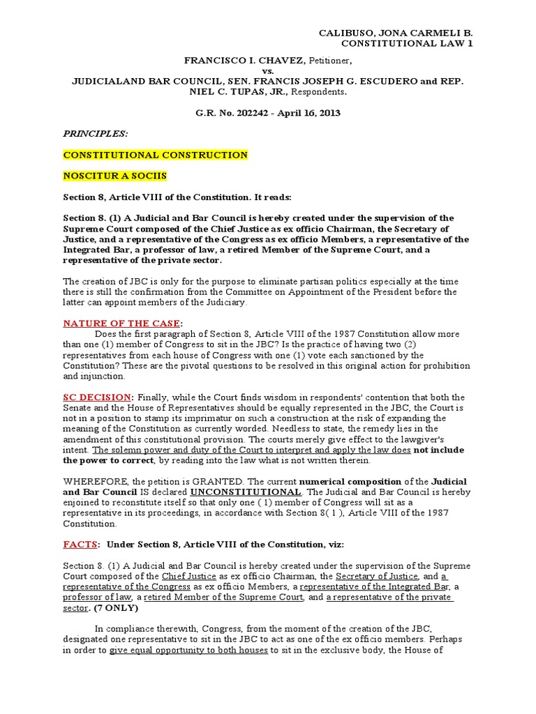 Chavez vs. Judicial and Bar Council PDF Statutory Interpretation