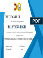 Certificate of Appreciation: Balayang High School