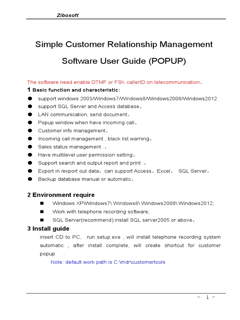 Popup Software User Guide for CRM | PDF | Microsoft Sql Server | Databases