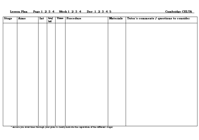 CELTA Lesson Plan Template | PDF