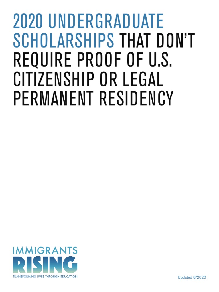 Immigrants Rising List of Undergraduate Scholarships PDF Graduate