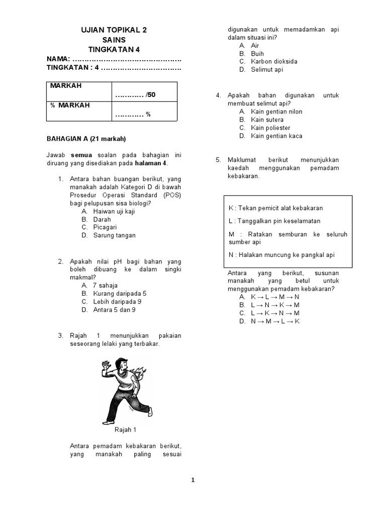 Ujian Topikal 2 Sains Tingkatan 4 Ogos 2020 Pdf