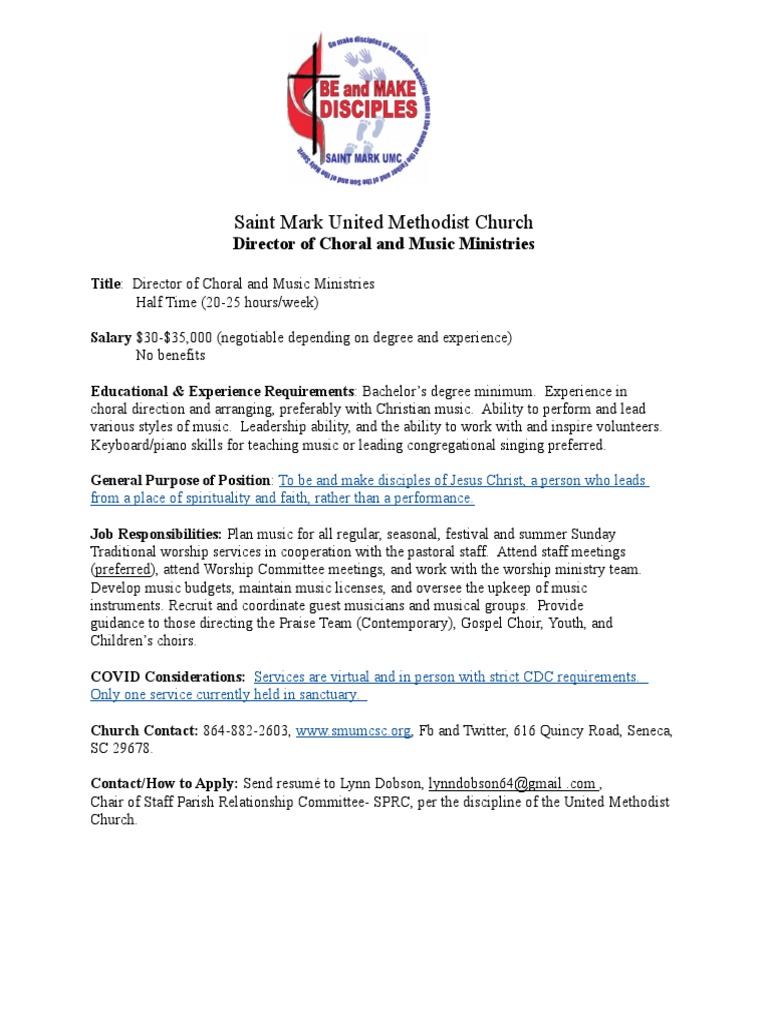 Choir Director Job Ad 2020 PDF