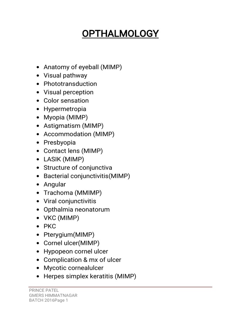 Key Ophthalmology Topics for NEET PG | PDF | Nature