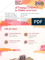 Industrial Training (CHE690) Semester October 2020/2021