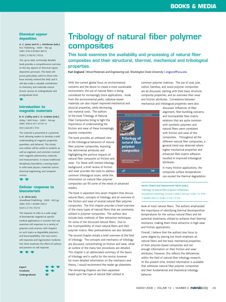 Tribology of Natural Fiber Polymer Composites | PDF | Fibers ...