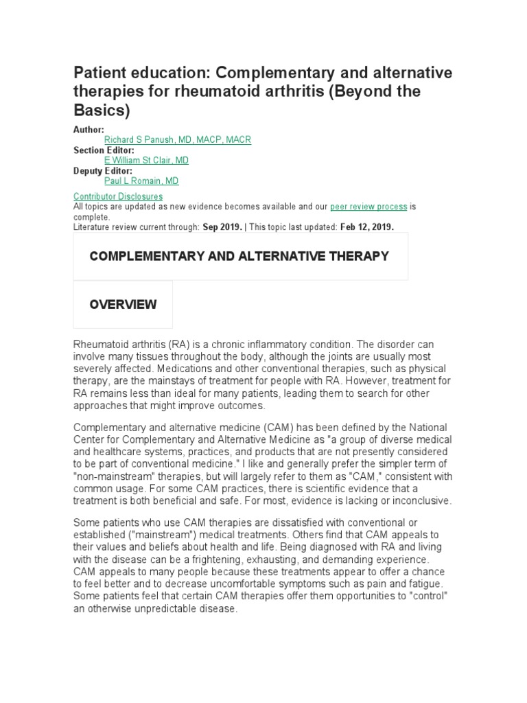 Patient Education: Complementary and Alternative Therapies For ...