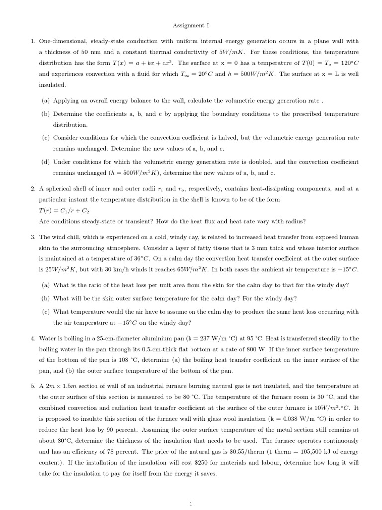 ME5101 2020 Assignment 01 | PDF | Heat Transfer | Thermal Insulation
