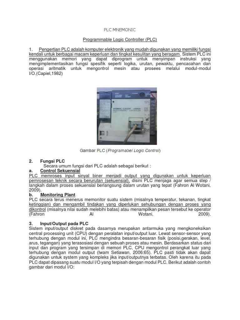 Kode Mnemonic pada PLC | PDF | Metode & Bahan Ajar | Teknologi & Rekayasa