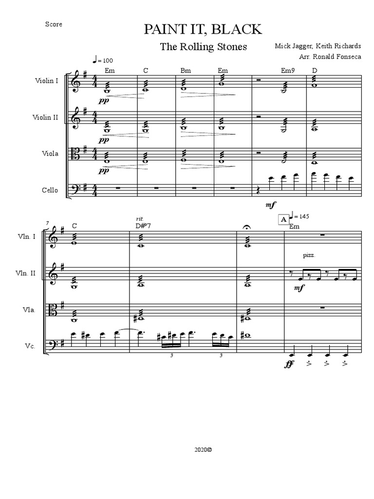 PAINT IT BLACK String Quartet PDF