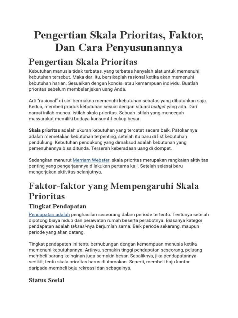 Pengertian Skala Prioritas Pdf