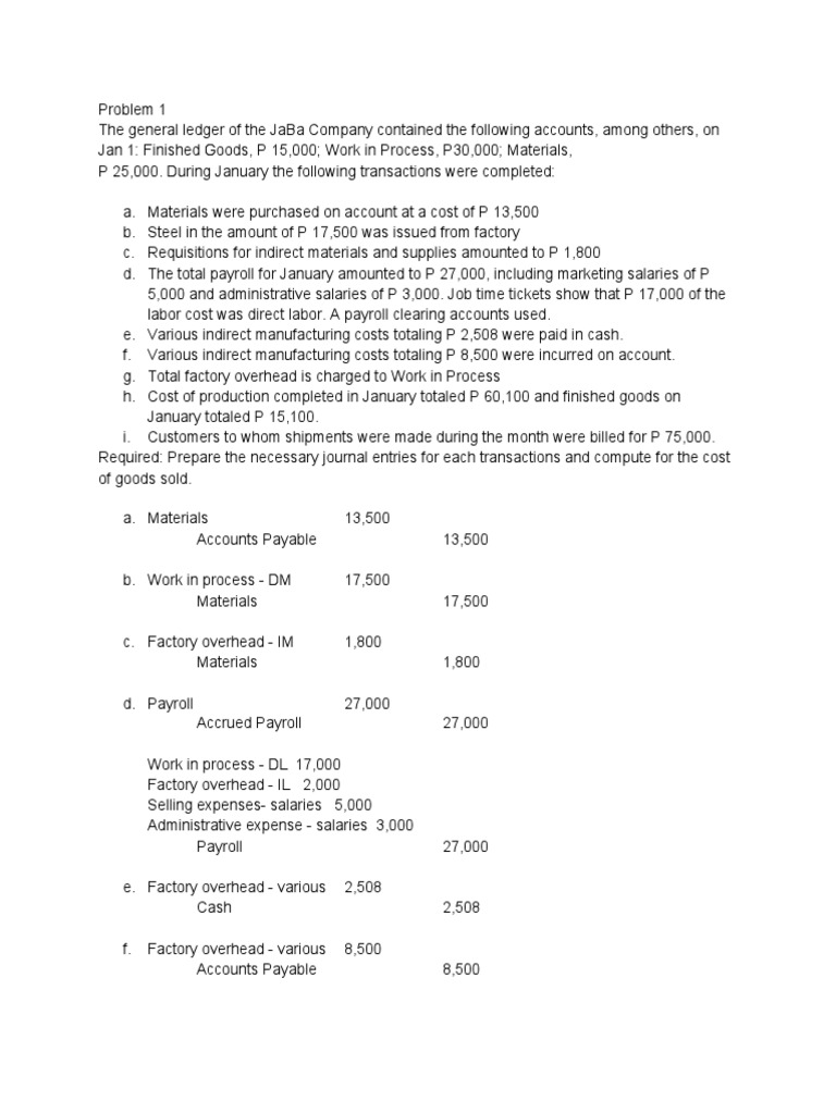 Assignment Cost Answer Key Pdf Pdf Inventory Cost Of Goods Sold