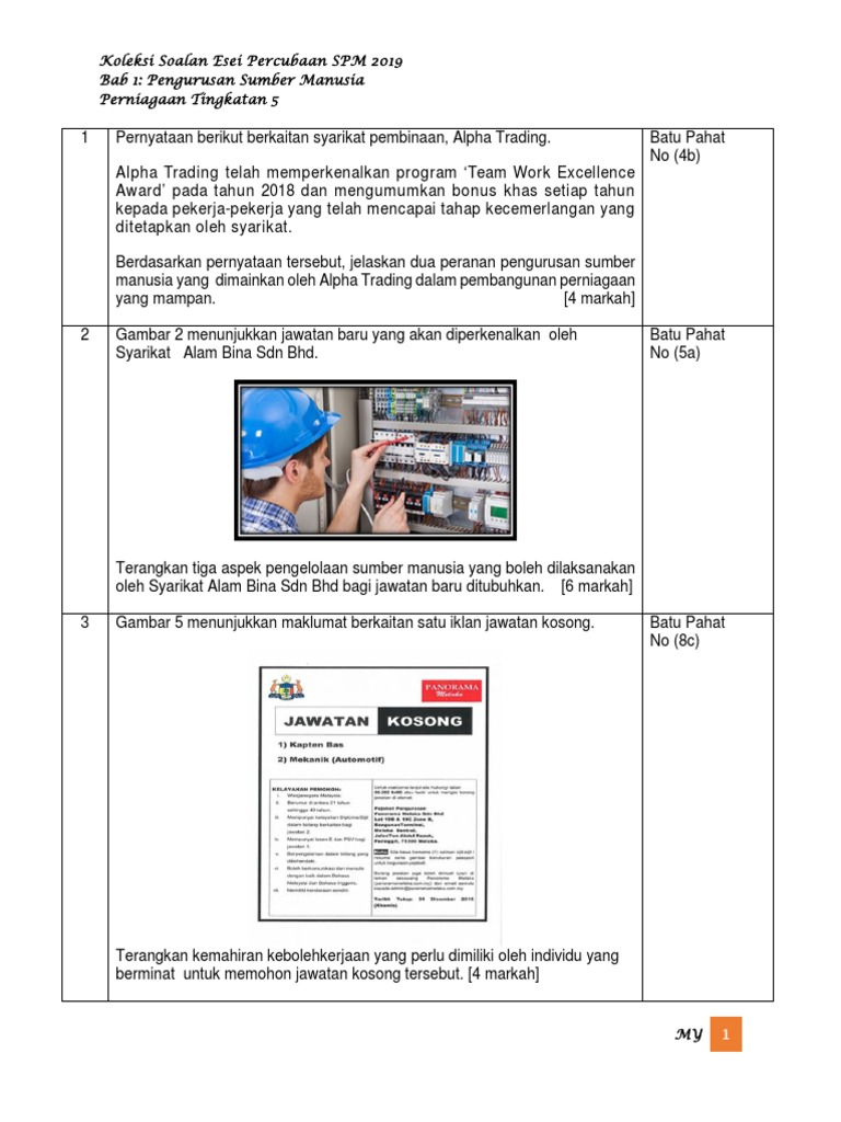 Koleksi Soalan Esei Percubaan 2019 B1t5 Pdf